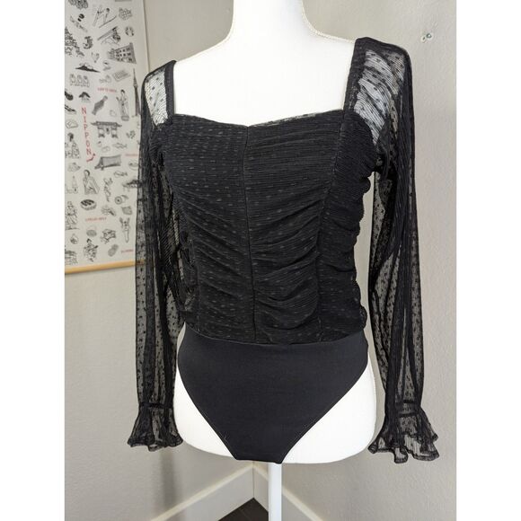 Whimsigoth Bodysuit Black Long Sleeve Sz M Witchy Fairy Grunge - Picture 10 of 12